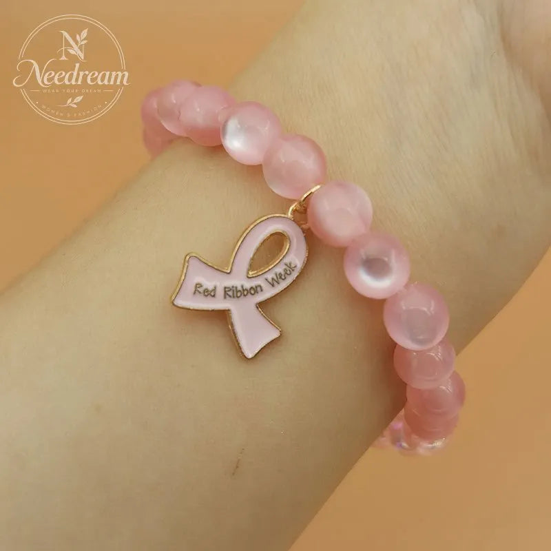 Faith, Hope, Care For Women'S Health, Pink Ribbon Bracelet