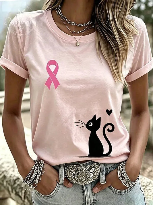 Women'S Casual Breast Cancer Publicity Print Top