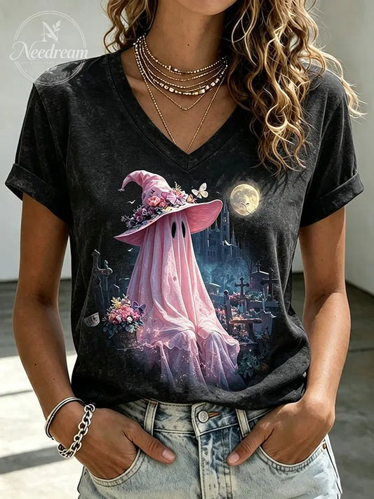 Women'S Ghost Print Short-Sleeve T-Shirt