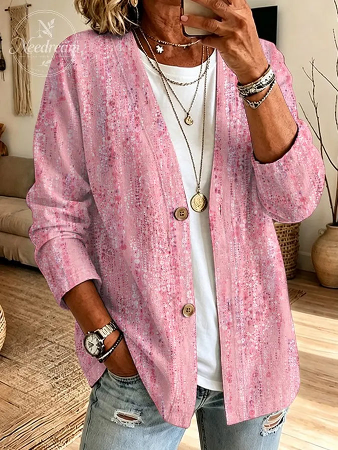 Women'S Leisure Breast Cancer Promotion Month Knitting Cardigan