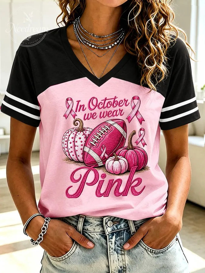 Female Witch Breast Cancer Promotion V-Neck T-Shirt