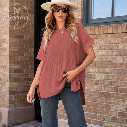 🌸Women’s Loose Short Sleeve Knit Top – Soft, Breathable & Versatile for Daily Casual