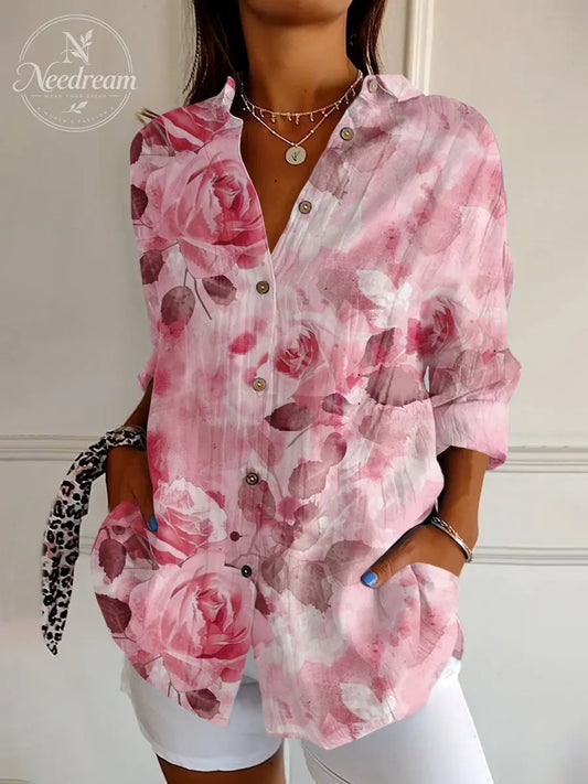 Breast Cancer Awareness Month Pink Printed Casual Long Sleeve Shirt