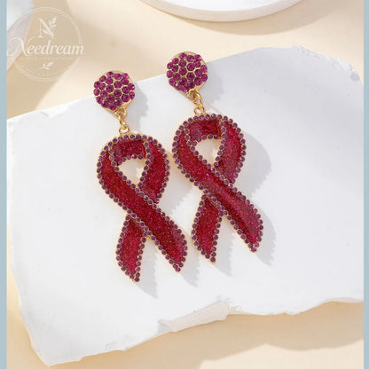 Red Ribbon Love Milk Day Holiday Drip Oil Set Diamond Earrings