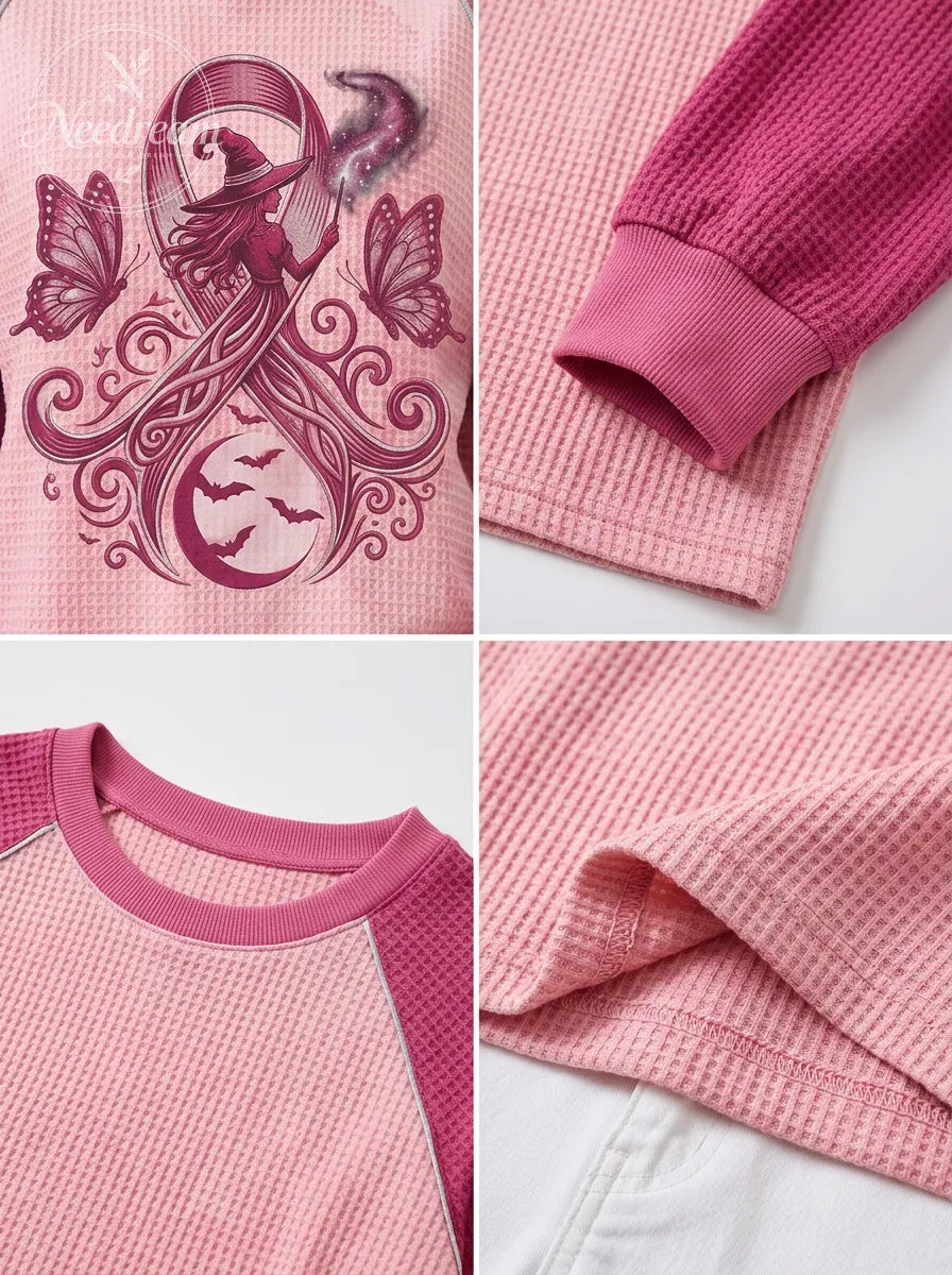 Women's Breast Cancer Awareness Witch Butterfly Printed Sweatshirt