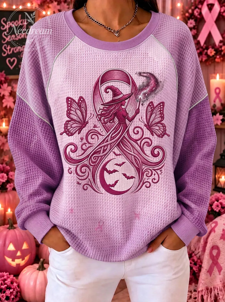Women's Breast Cancer Awareness Witch Butterfly Printed Sweatshirt
