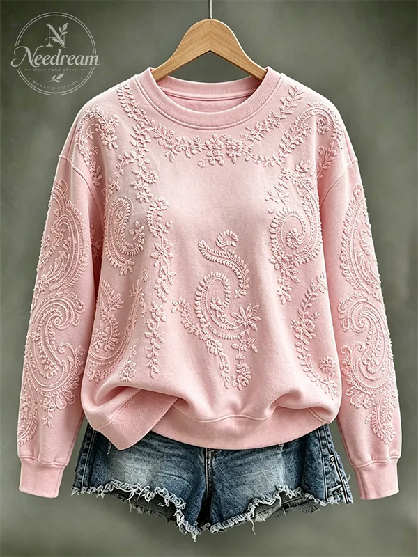 Women's Flower Printed Round Neck Sports Shirt