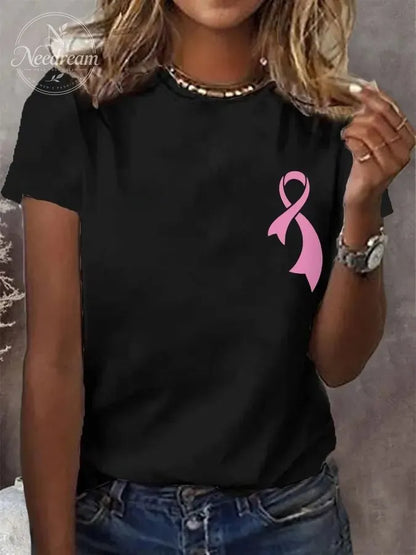 Women's Back The Pink American Falg Breast Cancer Awareness Warrior Tee