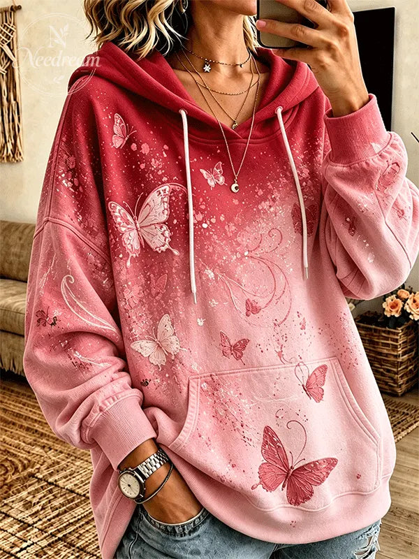Women's Ombre Butterfly Graphic Hoodie