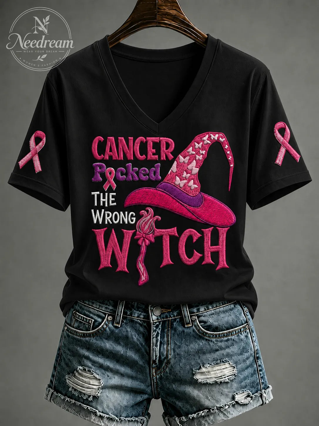 Women'S Pink Breast Cancer Awareness Print T-Shirt