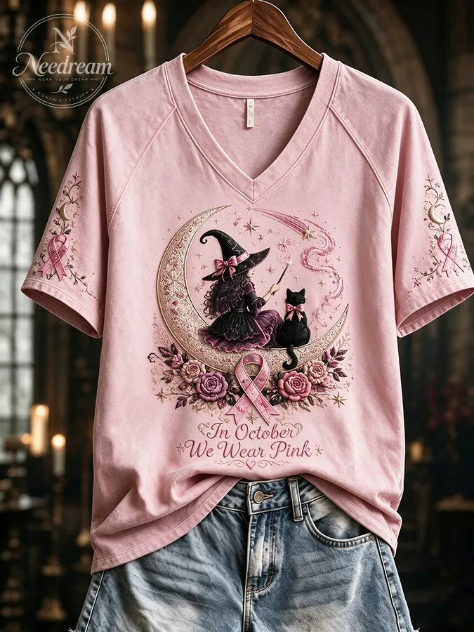 Women'S Casual Retro Witch Printed T-Shirt