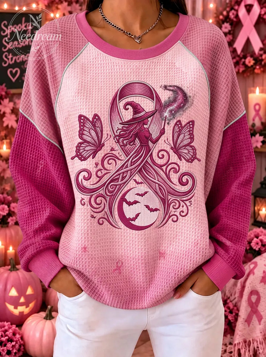 Women's Breast Cancer Awareness Witch Butterfly Printed Sweatshirt