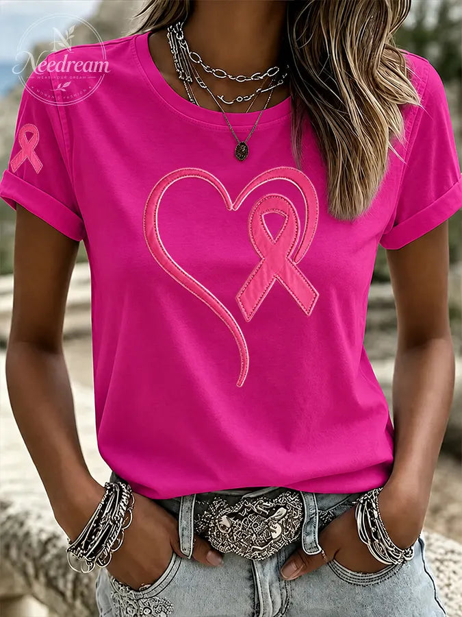 Women'S Breast cancer awareness Printed Casual T-Shirt