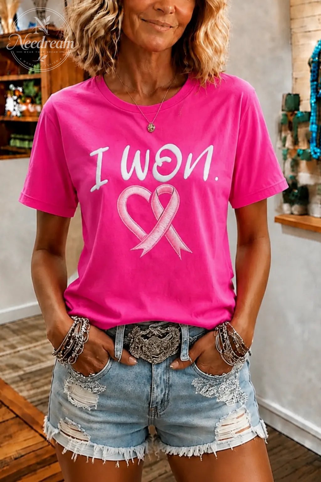 Women's “I Won” Round Neck 100% Cotton T-Shirt