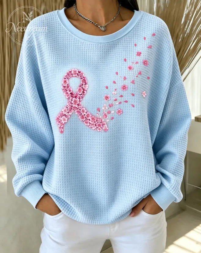 Women's Breast Cancer Prevention Awareness Printed Casual Sweatshirt