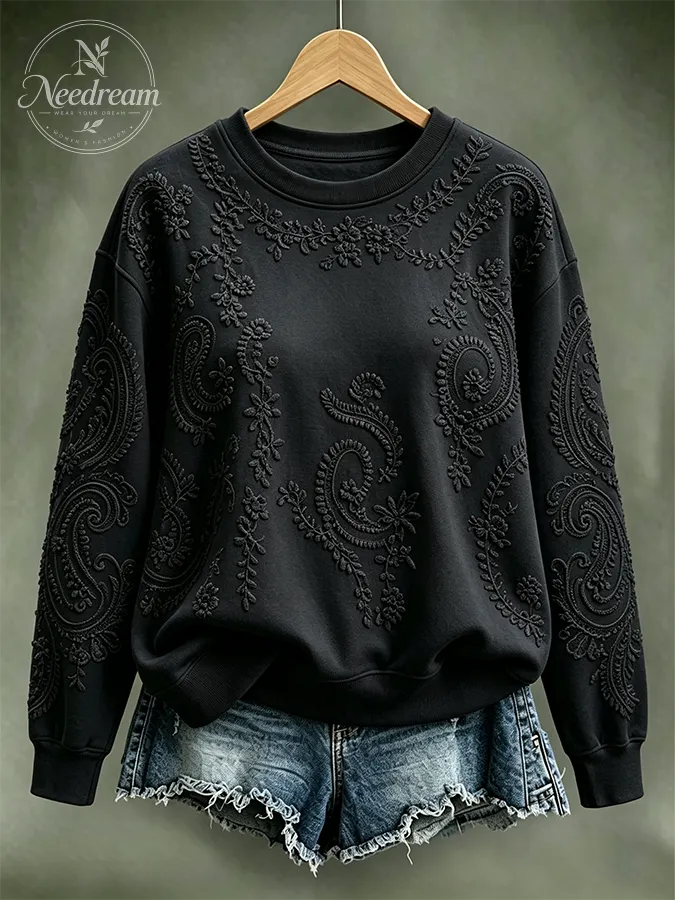 Women's Flower Printed Round Neck Sports Shirt