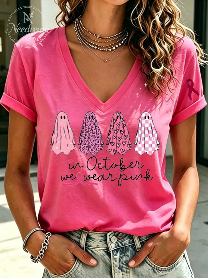 Women'S Breast Cancer Awareness Halloween T-Shirt