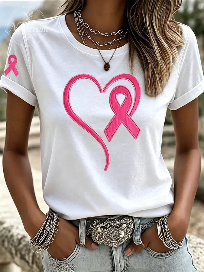 Women'S Breast cancer awareness Printed Casual T-Shirt