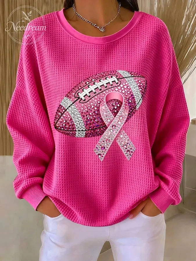 Women'S Pink Rugby Waffle Sweatshirt