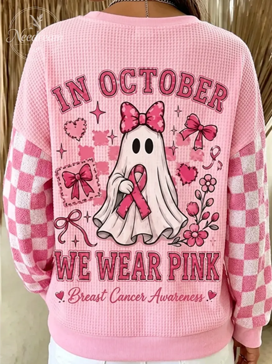 Women'S Breast Cancer Publicity Art Print Waffle Sweatshirt