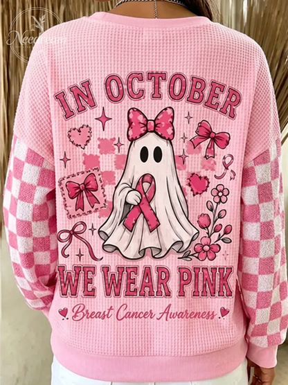 Women'S Breast Cancer Publicity Art Print Waffle Sweatshirt