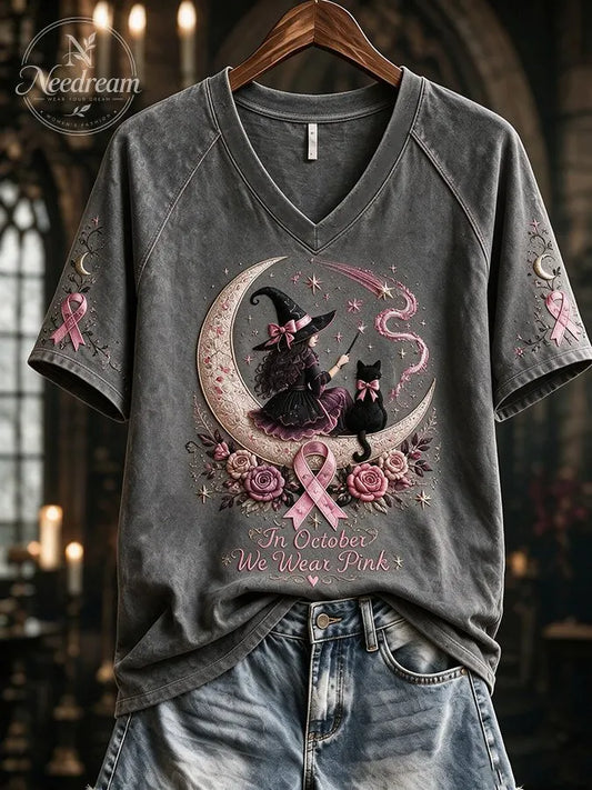 Women'S Casual Retro Witch Printed T-Shirt