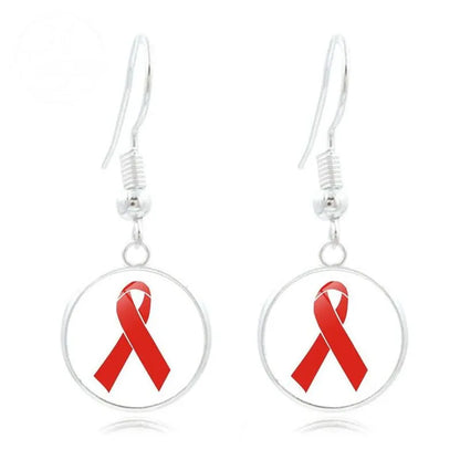 Pink Ribbon Time Gem Earrings