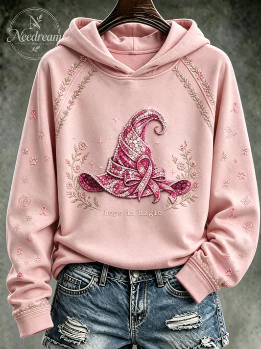 Women's Vintage Breast Cancer Awareness Print Hoodie