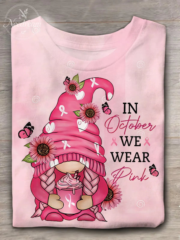In October We Wear Pink Gnomes Printed T-shirts