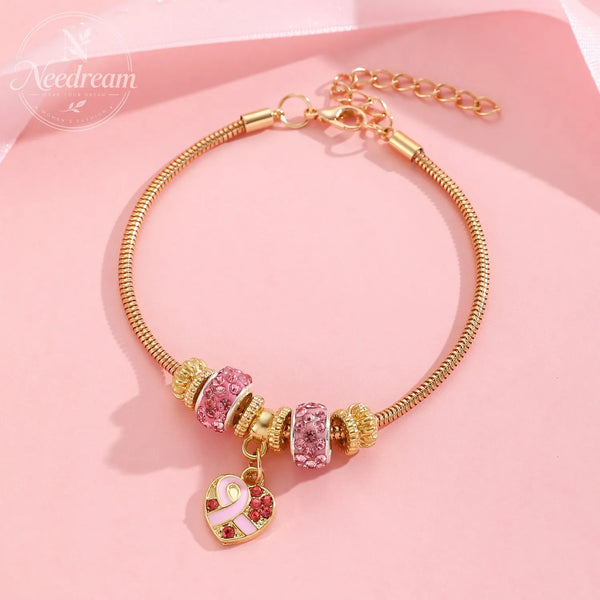 Red Ribbon Love Milk Day Festival Beaded Bracelet