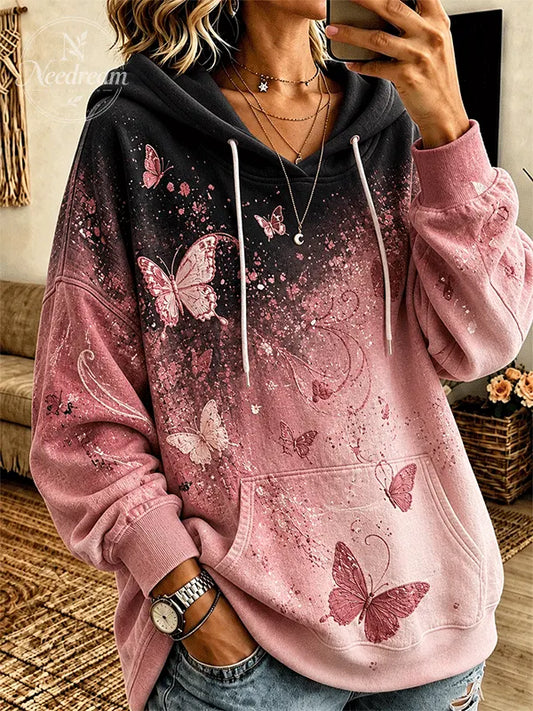 Women's Ombre Butterfly Graphic Hoodie