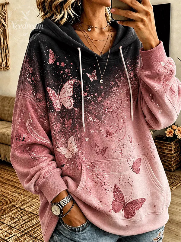 Women's Ombre Butterfly Graphic Hoodie