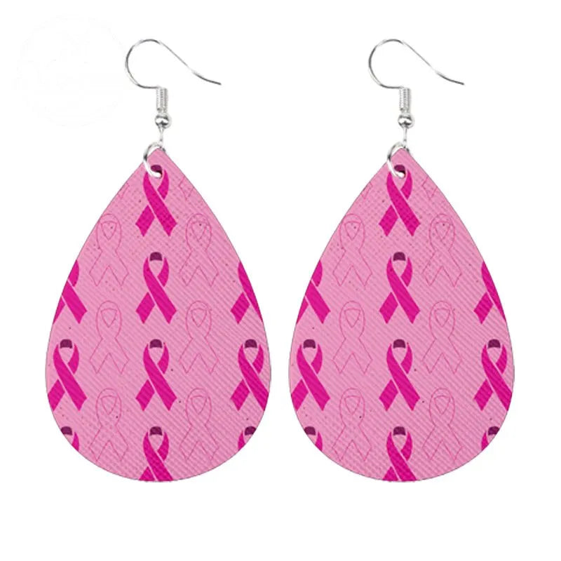 Caring For AIDS Pink Water Drop Earrings