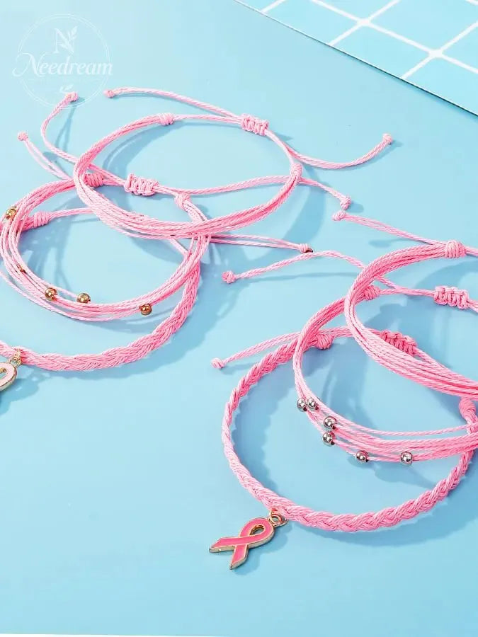 Women's Breast Cancer Awareness Braided Twist Bracelet