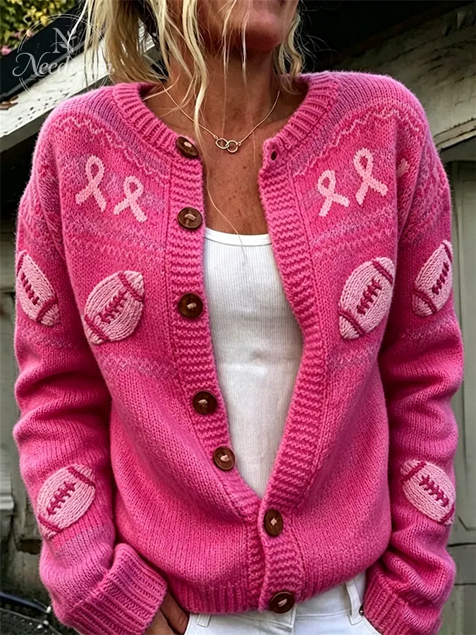 Women's Rugby Breast Cancer Awareness Month Cardigan