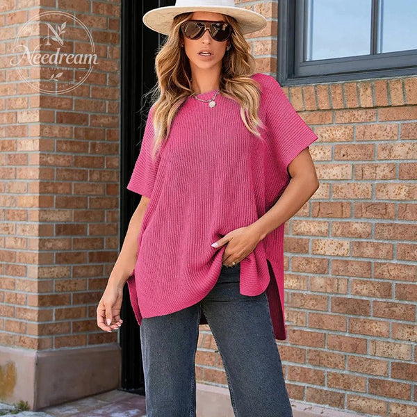 🌸Women’s Loose Short Sleeve Knit Top – Soft, Breathable & Versatile for Daily Casual