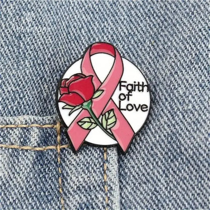 AIDS Promotion Commemorative Badge Pink Ribbon Breast Brooch
