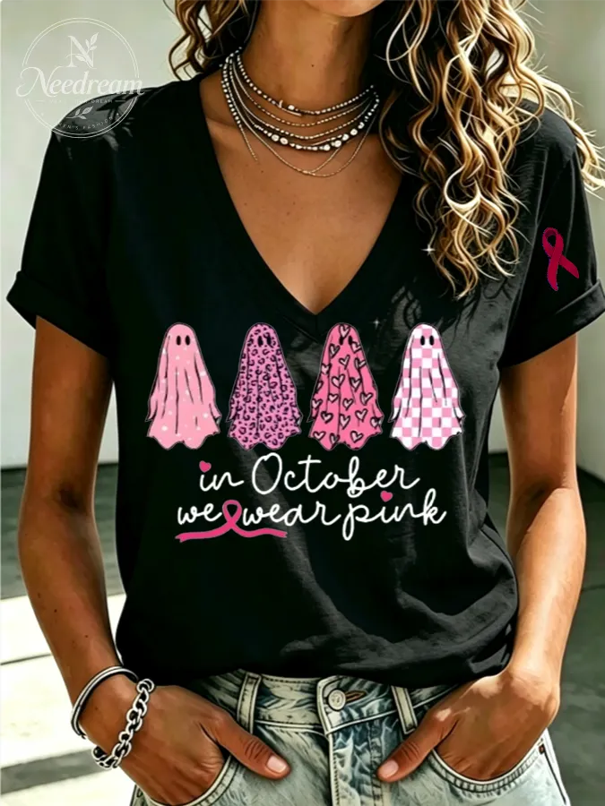 Women'S Breast Cancer Awareness Halloween T-Shirt