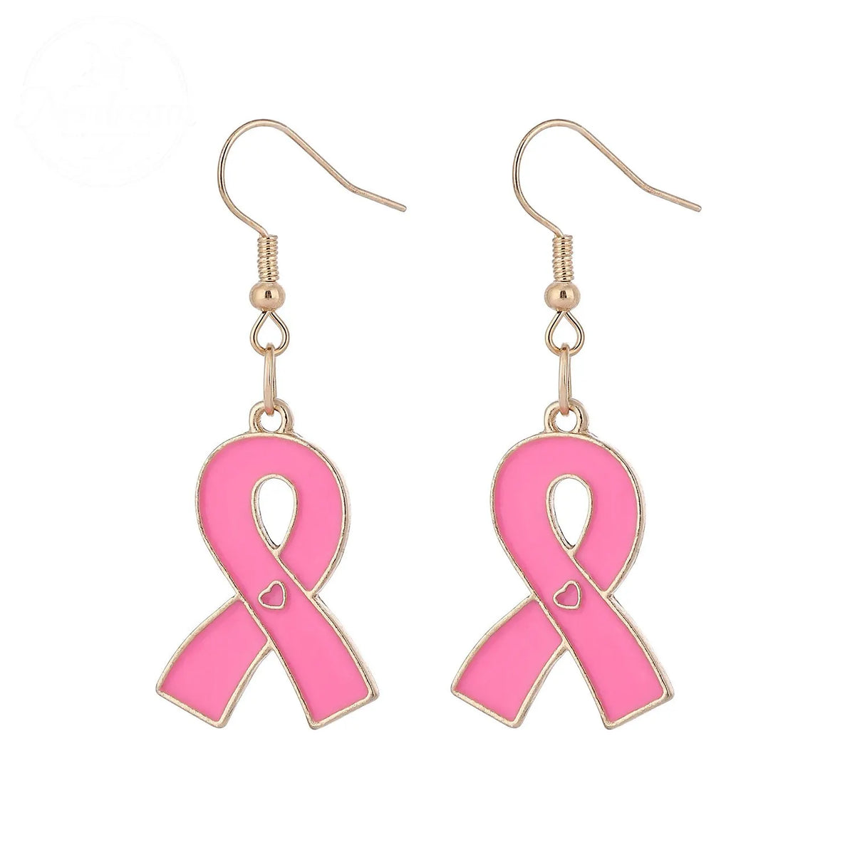 Pink Ribbon Heart Health Breast Cancer Earrings