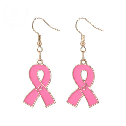 Pink Ribbon Heart Health Breast Cancer Earrings
