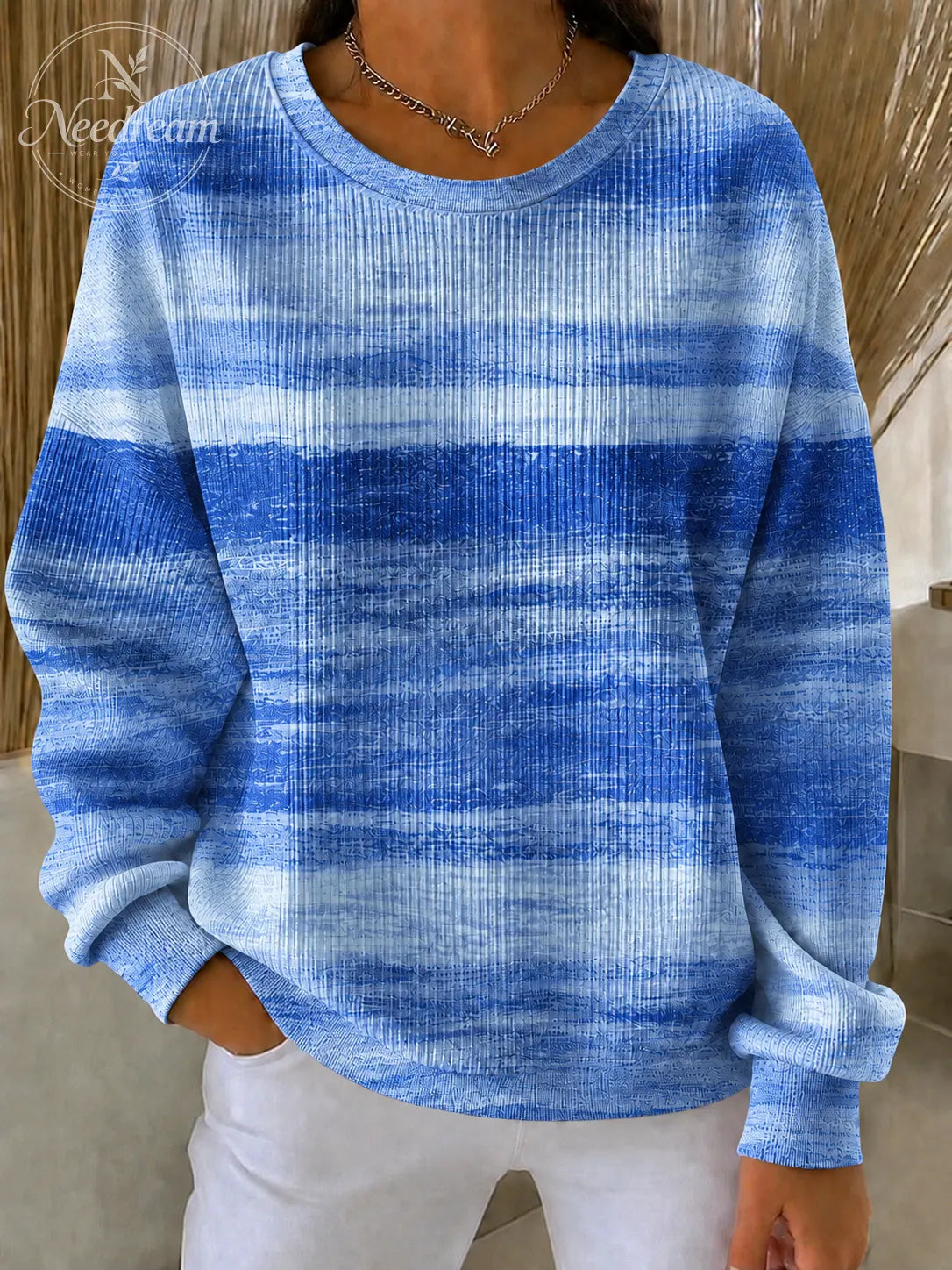 Women'S Breast Cancer Promotional Print Casual Waffle Sweatshirt
