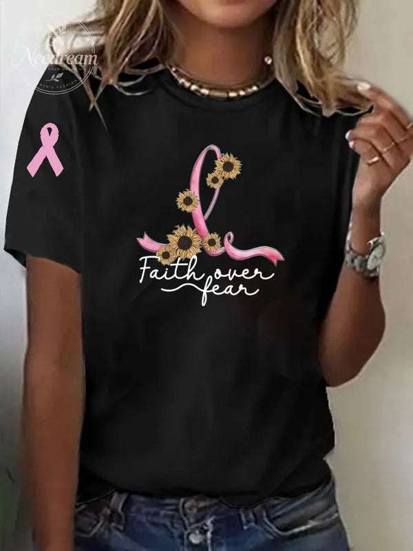 Women's Faith Over Fear  Print Casual T-shirt