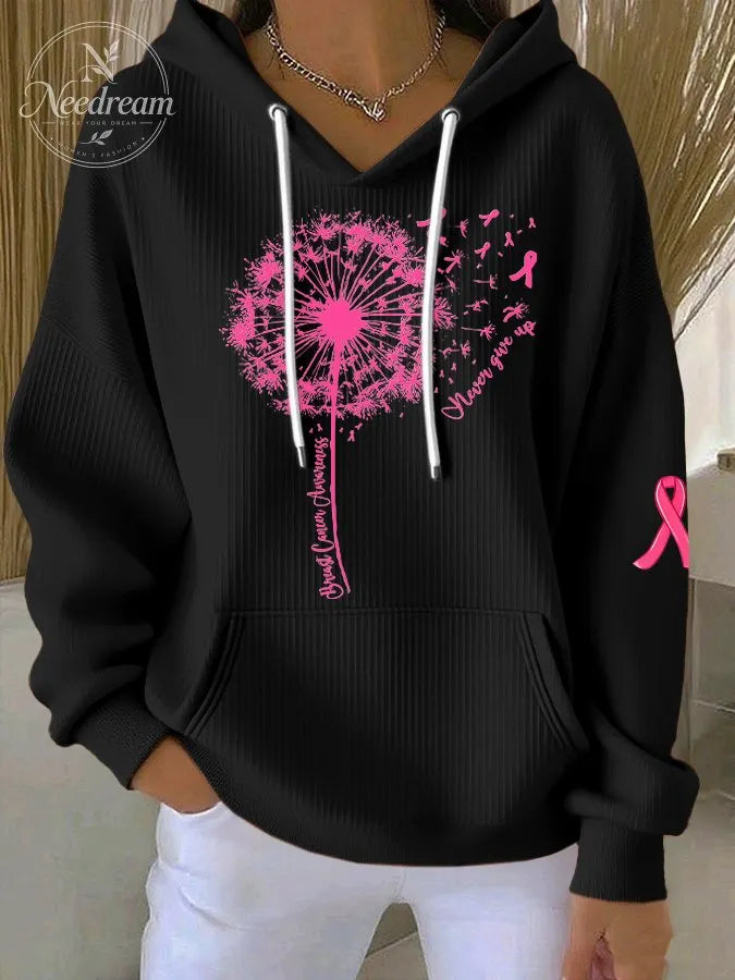 Women'S Breast Cancer Print Hooded Sweatshirt