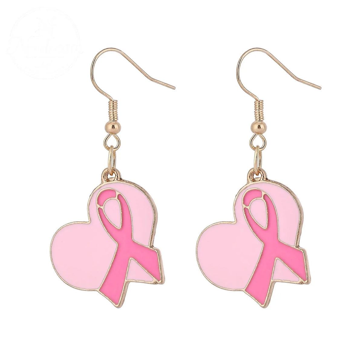 Pink Ribbon Heart Health Breast Cancer Earrings