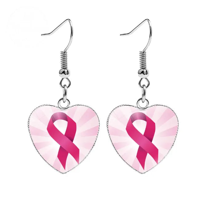 AIDS Breast Prevention Badge Earrings