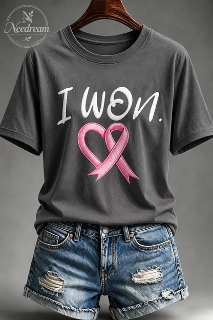 Women's “I Won” Round Neck 100% Cotton T-Shirt