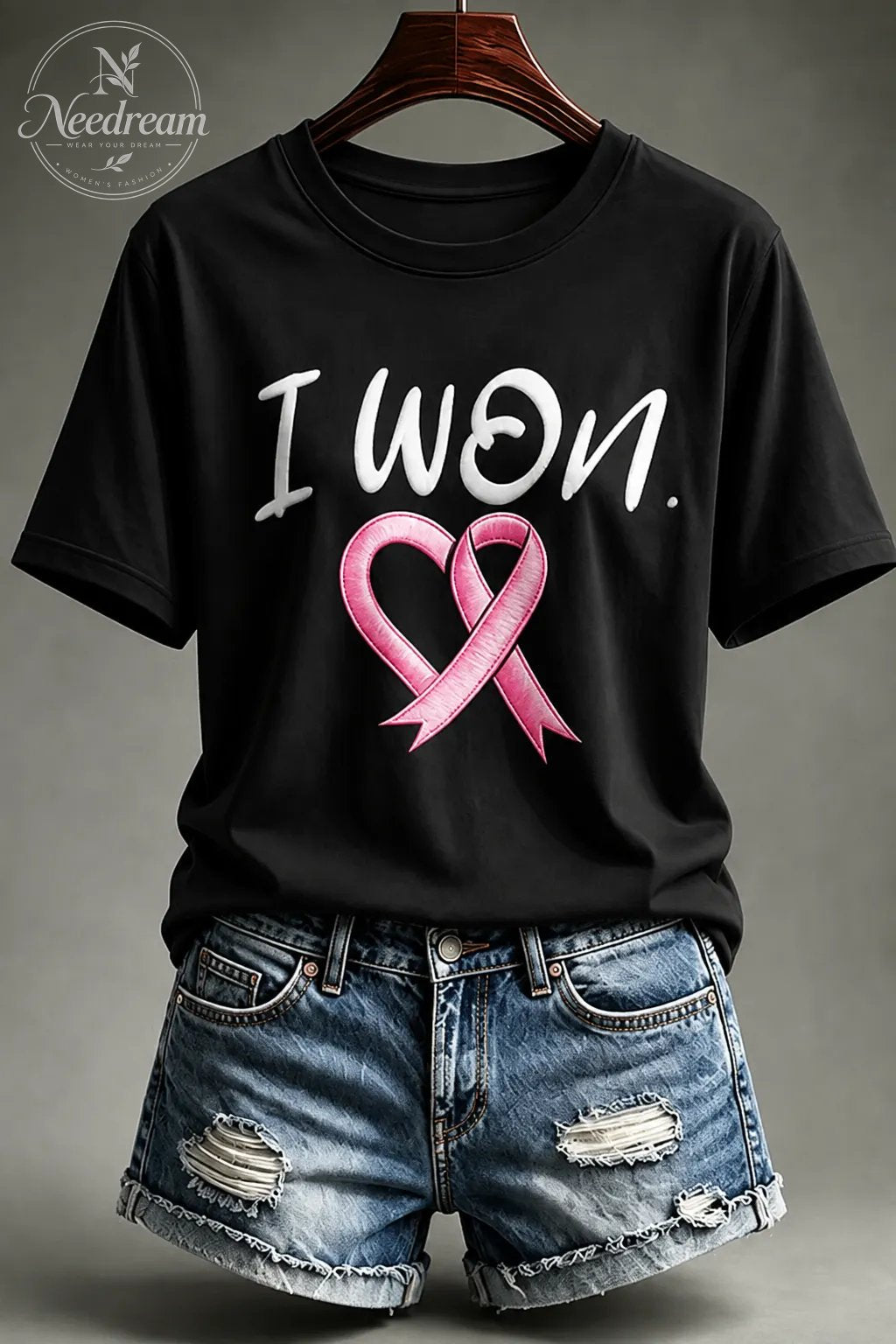 Women's “I Won” Round Neck 100% Cotton T-Shirt