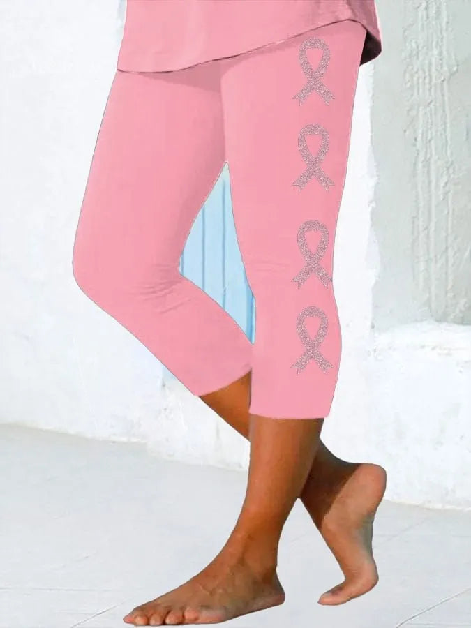 Women's Breast Cancer Awareness Print Casual Leggings