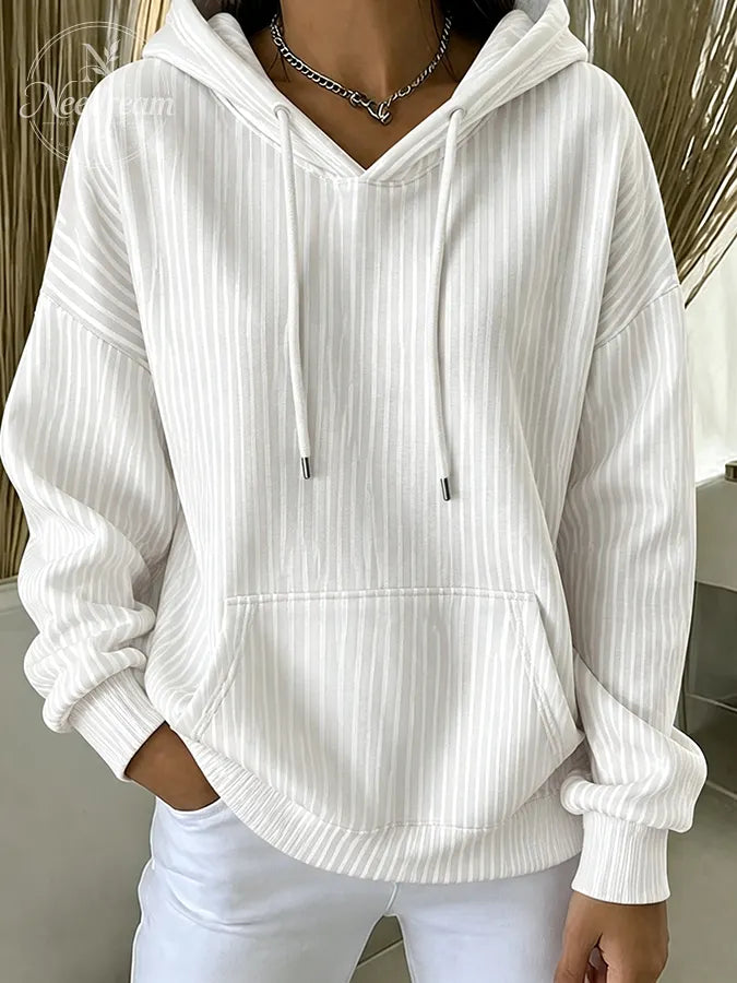 Women'S Casual Striped Hooded Printed Sportswear