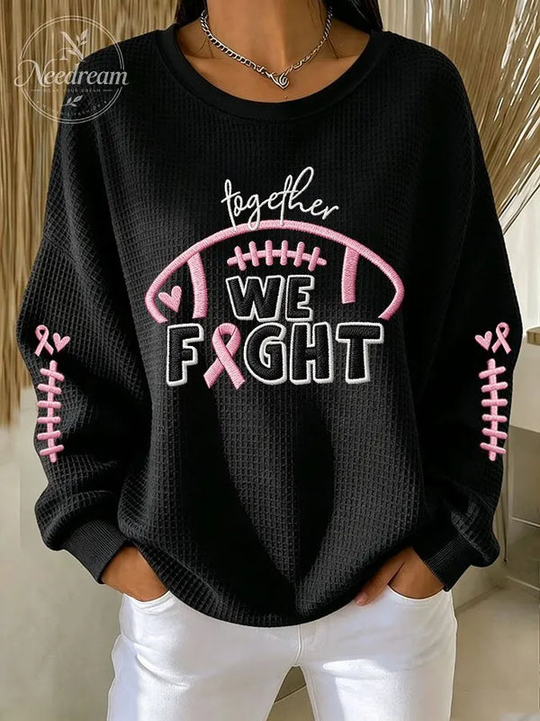 Women'S Together We Fight Print Waffle Sweatshirt